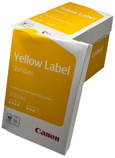 Canon Yellow Label Standard Pefc A4 White Paper Pack Of 5 Reams Of 500