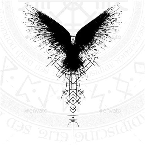 Black Runic Raven Scandinavian Symbol Ad Runic Affiliate Black