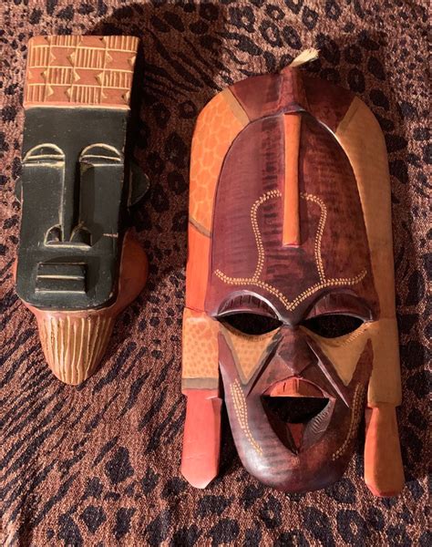 Wall Art African Masks Carved Wood Kenya Etsy