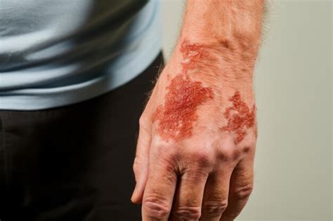 Premium Ai Image A Man With A Red Rash On His Hand