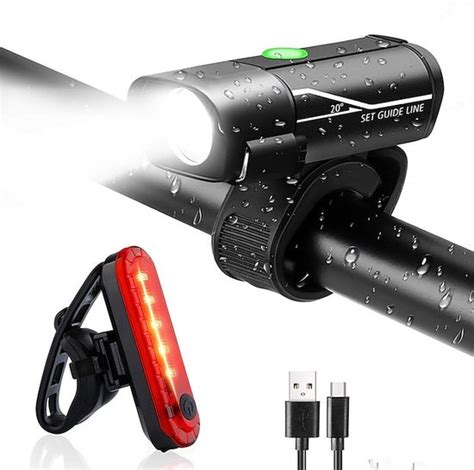 Lovnix Oplaadbare Fietslamp LED Verlichting Set USB Oplaadbaar