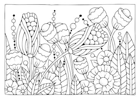 Premium Vector Black White Wildflowers Background For Coloring Art