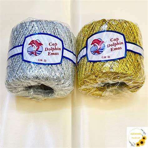 Metallic Yarn Crochet Knitting Benang Sulam Dolphin Gold Silver Thread