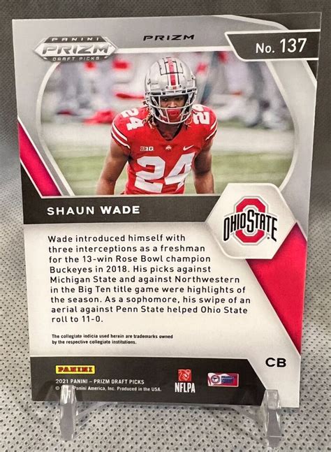 Panini Prizm Draft Picks Shaun Wade Ohio State Rc Green