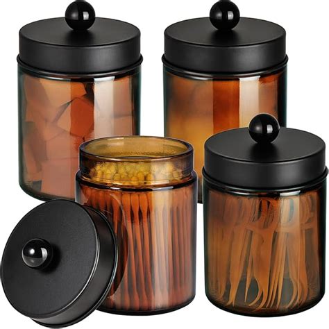 Amazon Amolliar Amber Glass Qtip Holder Apothecary Jars With