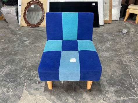 Fabric Armchair Without Armrest Light Blue Colour Kerusi Berlengan