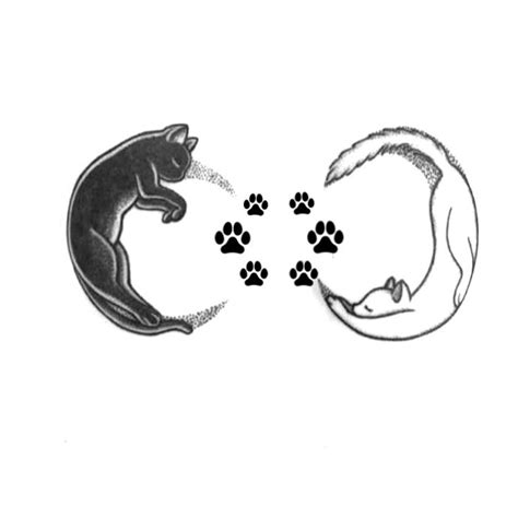 Two Cats That Are Facing Each Other With Paw Prints