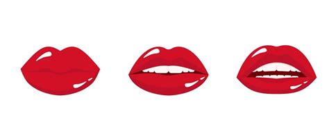 Premium Vector Red Female Lips Woman S Lips Emotions Smile Kiss