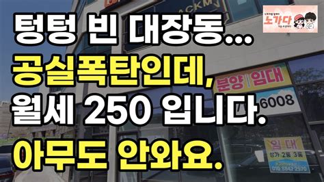 정쟁에 휘말렸다고 하지만 텅텅빈 대장동 공실폭탄인데 월세 250 입니다 아무도 안와요 부동산 상가 아파트 이야기 입주권