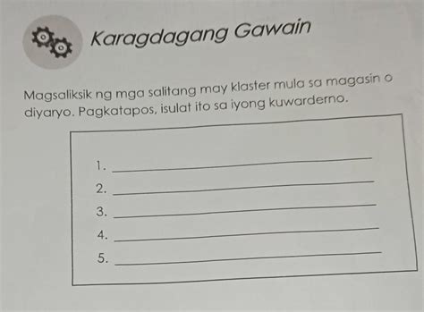 Mga Salitang May Klaster Mula Sa Magasin O Dyaryo