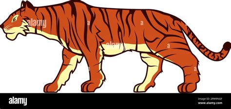 Detailed Tiger With Standing Gesture Illustration Stock Vector Image