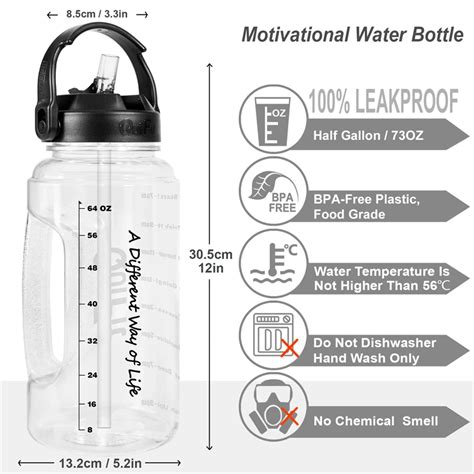 73 Oz 2 2 L Water Bottle With Straw Large Water Bottle With Portable