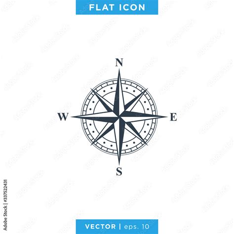 Wind Rose Compass Icon Vector Logo Design Template Stock Vector Adobe