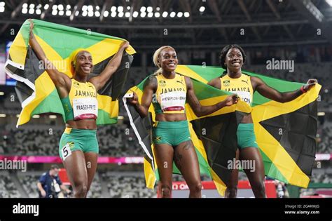 From L Silver Medalist Shelly Ann Fraser Pryce Gold Medalist Elaine