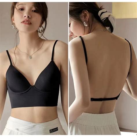 Women Sexy Backless Bra Thin Cup Bra Female Wireless Push Up Lingerie