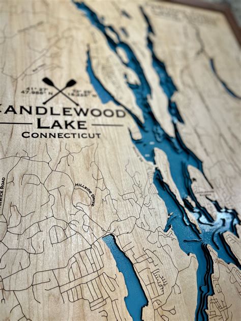 Candlewood Lake Connecticut 3D Lake Map Topographic Map Etsy