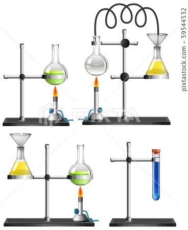 Set Of Science Equipments On White Background Stock Illustration