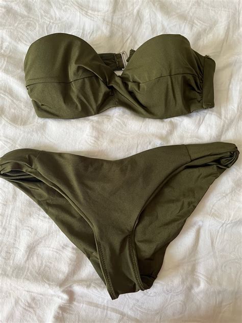 Olive Green Piece Bikini Women S Fashion Swimwear Bikinis Swimsuits On Carousell