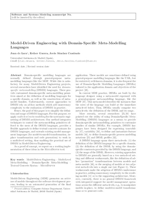 Pdf Model Driven Engineering With Domain Specific Meta Modelling