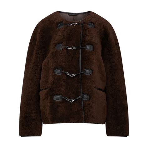 Tot Me Teddy Shearling Clasp Jacket Saddle Brown Editorialist