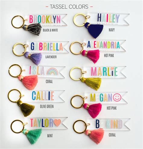 Personalized Name Keychain Custom Name Tag Colorful Tassel Keychain