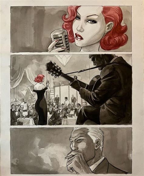 Marini Original Illustration Noir Burlesque Page Watercolor