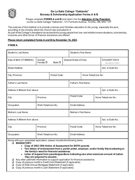 Fillable Online Bursary Application Forms A And B 2023 Fax Email Print