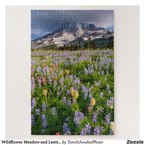 Wildflower Meadow And Lenticular At Mount Rainier Jigsaw Puzzle