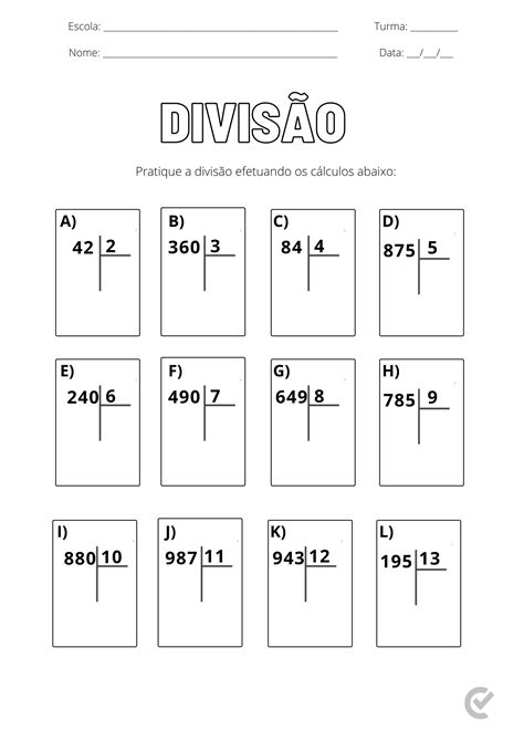 Atividade De Multiplicação E Divisão 4 Ano Braincp