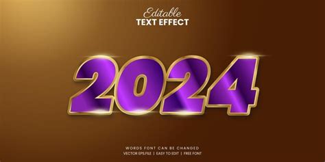 Efecto De Texto Dorado Elegante Para 2024 Vector Premium