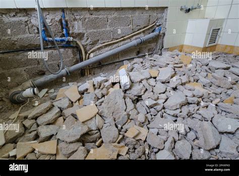 Construction Waste At The Bathroom Stock Photo Alamy