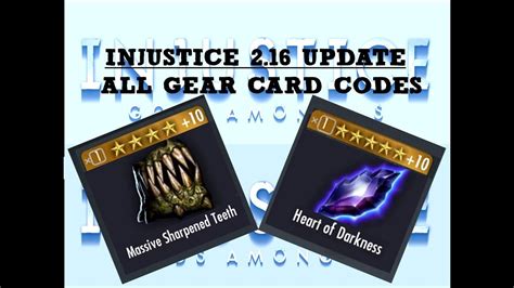 Injustice 216 Updated Gear Card Codes List Youtube