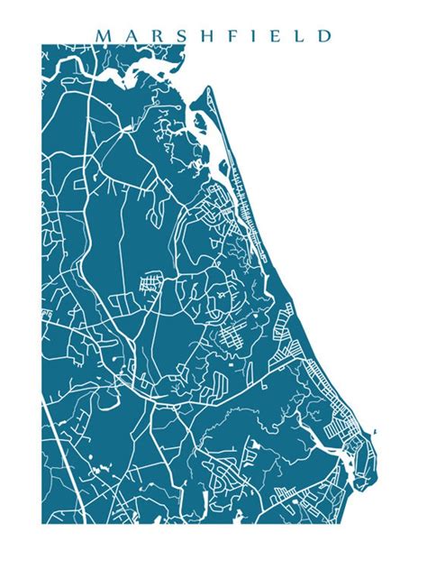 marshfield ma map print massachusetts poster etsy