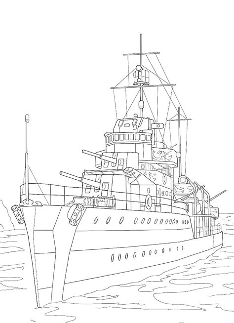 Раскраска Военный Корабль