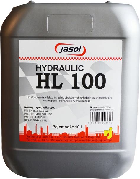 Jasol Olej Hydrauliczny Iso Vg 100 10L Opinie I Ceny Na Ceneo Pl