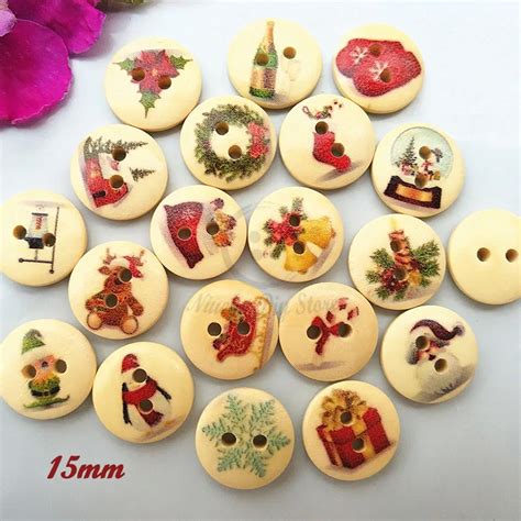 Aliexpress.com : Buy Christmas button series 100pcs 15mm Mixed Christmas patterns sewing button ...