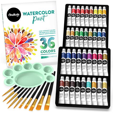 Watercolor Paint Set 36 Colors 12 Ml Tubes 04 Oz Chalkola Art