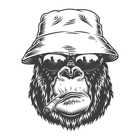 Free Vector Gorilla Head In Monochrome Style Gorilla Tattoo