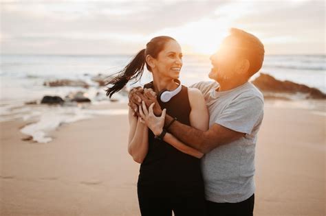 Premium Photo Laughing Mature European Couple In Sportswear And