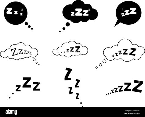 Zzz Sleep Snore Text In Speech Bubbles Vector Icon Set Stock Vector