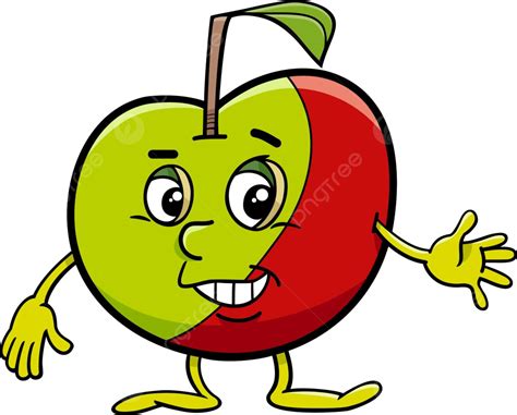 Manzana Personaje De Dibujos Animados Fruta Comic Vector Vector Png