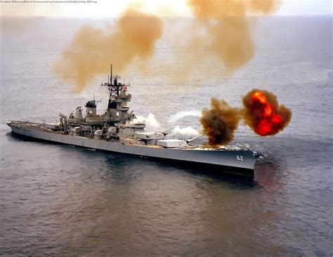 The USS New Jersey BB 62 At A Firing Range In The Pacific After Being