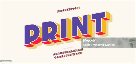 Vector Font 3d Bold Color Style Modern Typography Stock Illustration