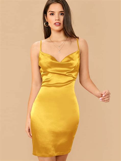 Shein Usa Satin Cami Dress Satin Bodycon Dress Satin Mini Dress