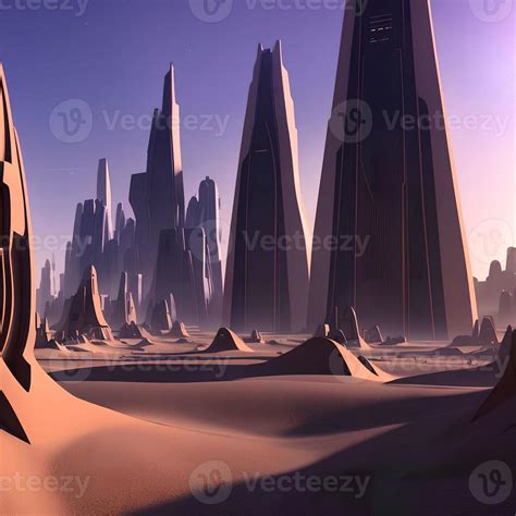 futuristic modern city building in sand desert, generative art by A.I ...