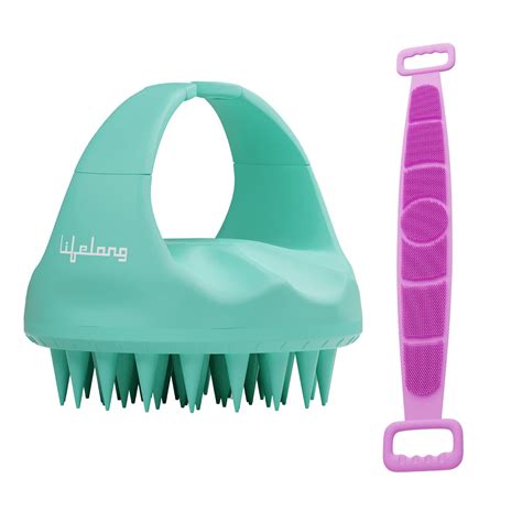 Lifelong Silicone Scalp Massager Shampoo Brush With Body Scrubber Soft Silicone Hair Scrubber