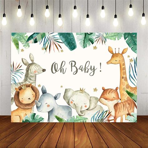 Buy Jungle Animals Baby Shower Backdrop Watercolor Safari Baby Shower