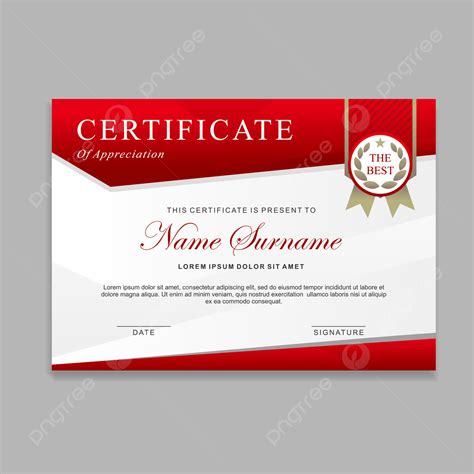 Certificate Template Design With Red And White Color Certificate Layout