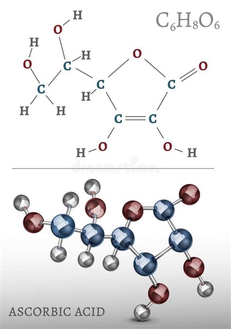 Fórmula Estructural Del ácido Ascórbico Stock de ilustración