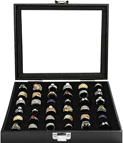 Ring Jewelry Organizer Box Slots Rings Display Storage Case Earring